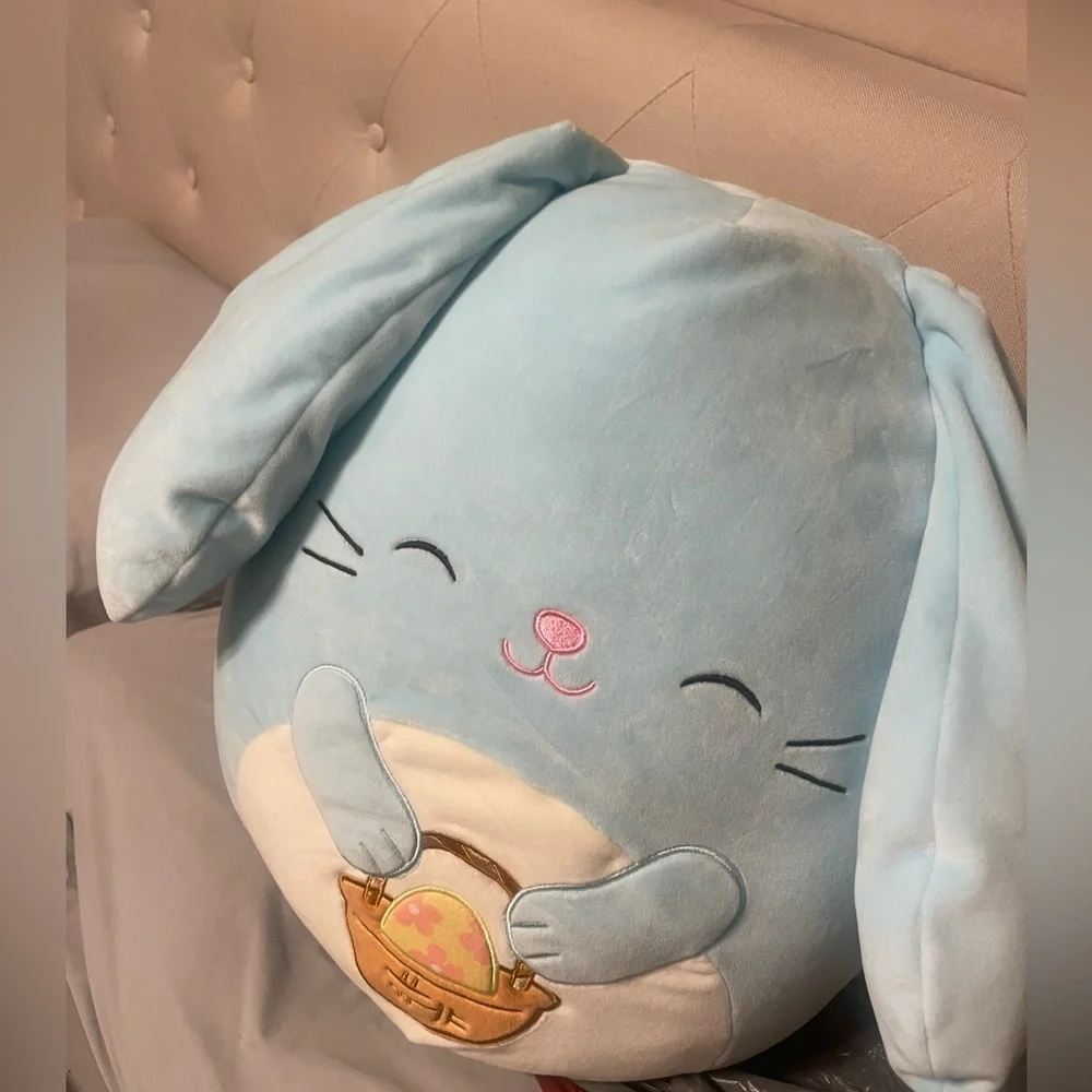 Original Squishmallow Blue Floppy Ears Rabbit Buttons 14 Inch Bunny, NWT
